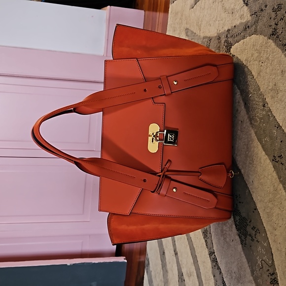 ESCADA Orange Leather and Suede Handbag - Picture 11 of 11